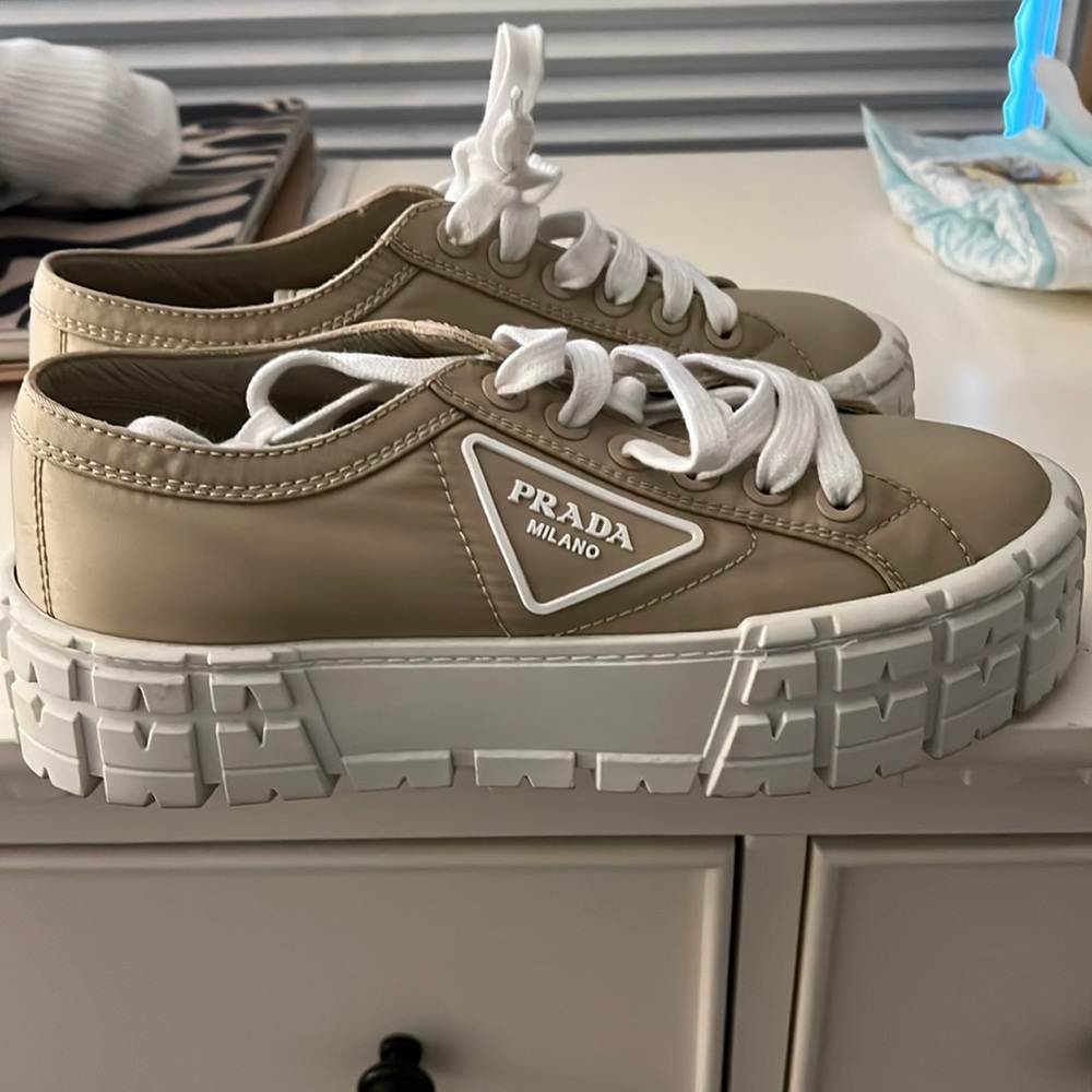 Prada platform sneakers. Worn once. Beautiful condition. Dont have box.